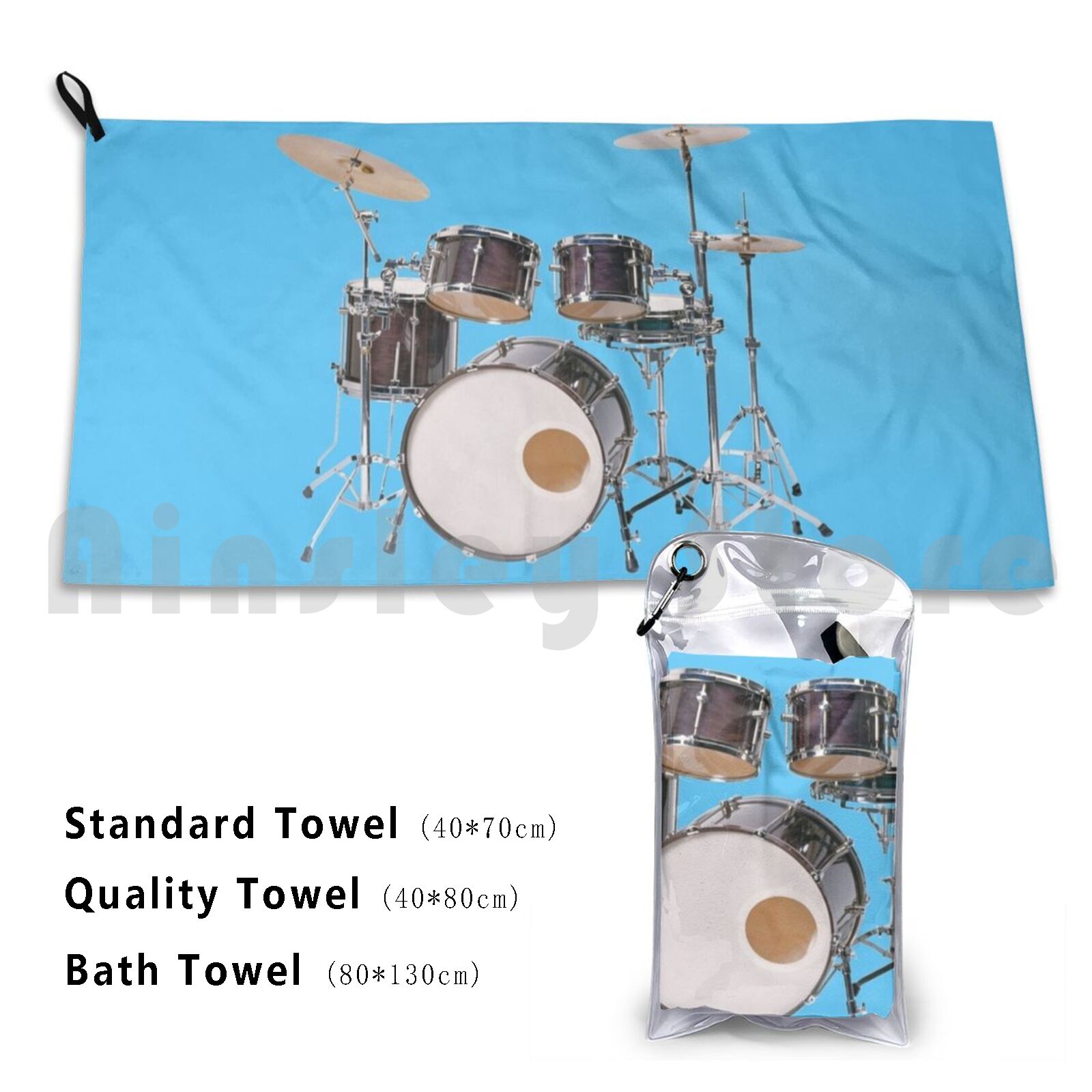 Musical Instrument Image - Drums Illustration Bath Towel Beach Cushion