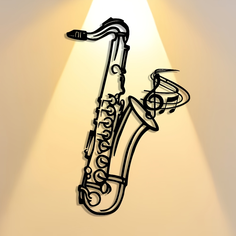 Musical Instrument Image - Metal Wall Art Saxophone Decorative Plaque,