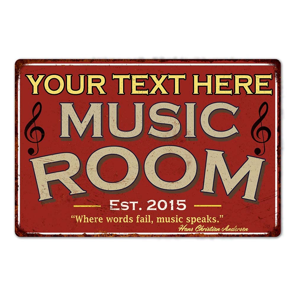 Song With Musical Instrument - Personalized Music Room Sign Red Signs