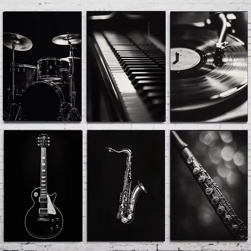 Musical Instrument Image - Modern Black and White Music Instrument
