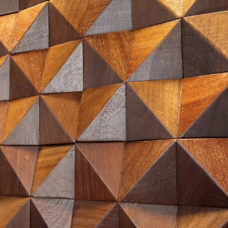 Musical Instrument Image - 3D Triangle Solid Wood Mosaic Tile