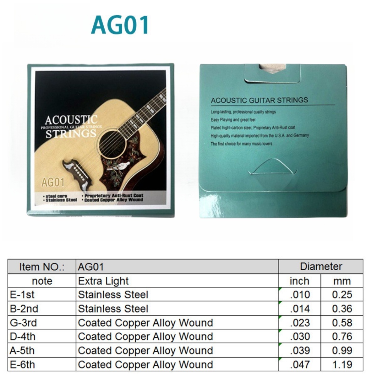 Miwayer 1 Set/6 String AG01 Ac - огляд і ціна Musical Instrument Strings